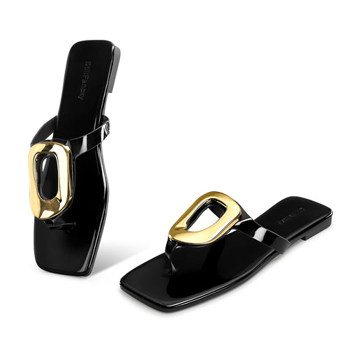 dressy flat sandals #Black